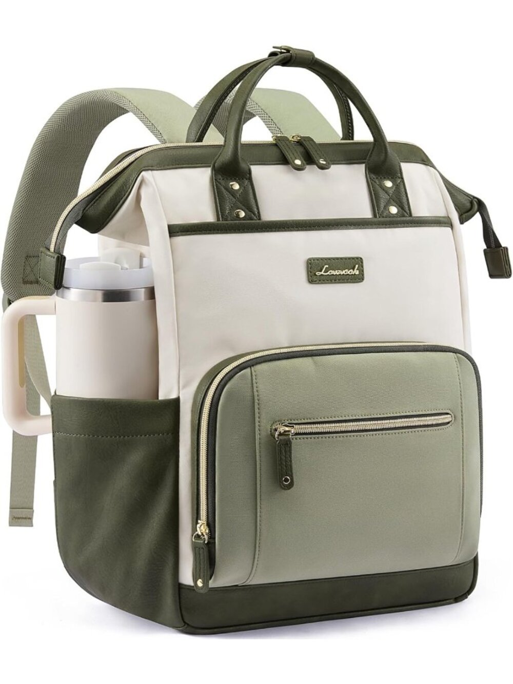 Stylish Laptop Backpack for Women - 17" Travel Bag with Tumbler Holder, Cute